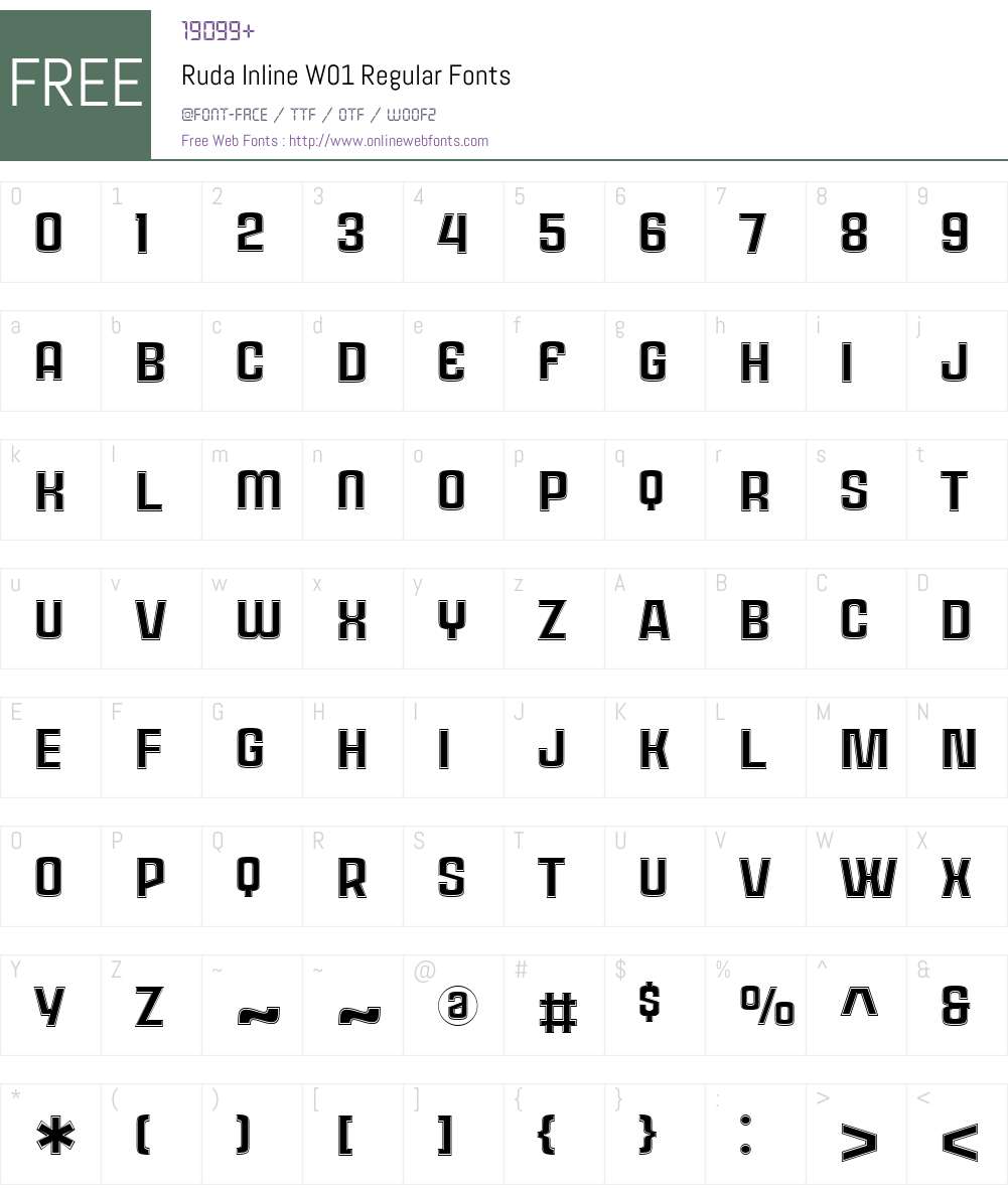 RudaInlineW01-Regular Font Screenshots