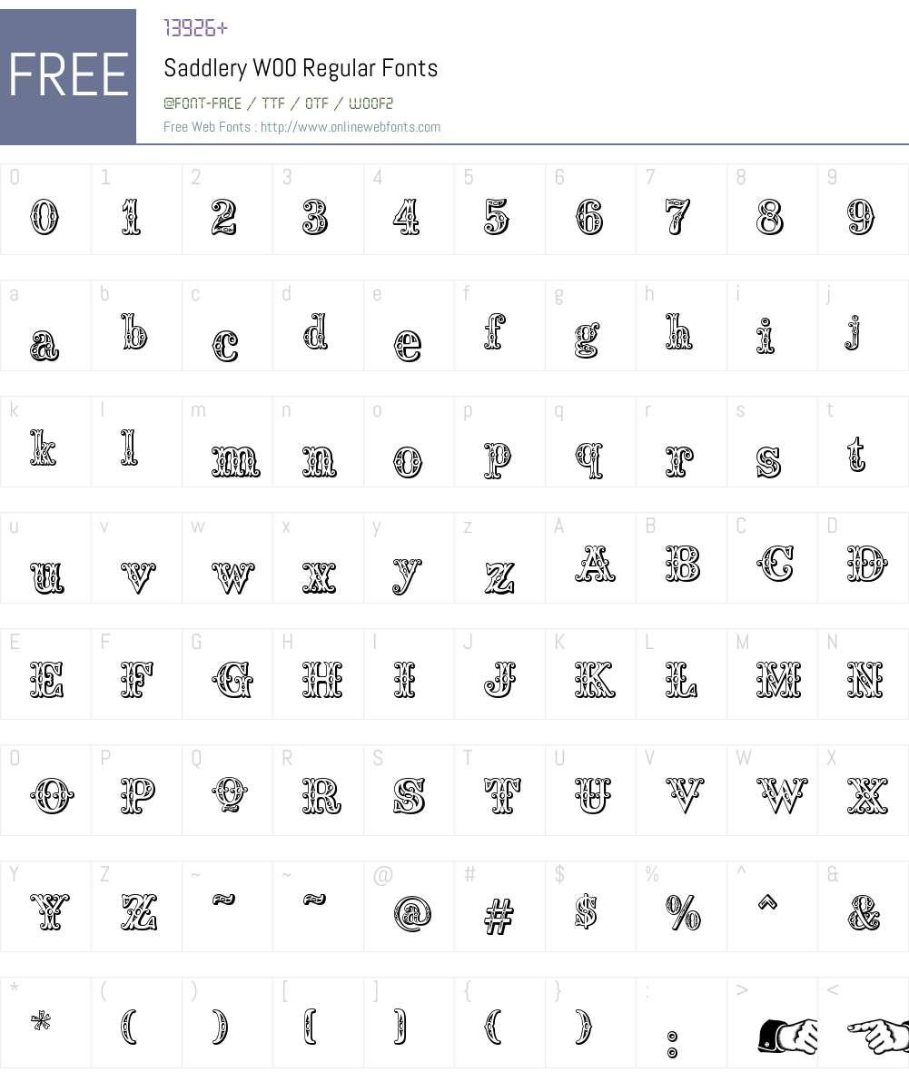 SaddleryW00-Regular Font Screenshots