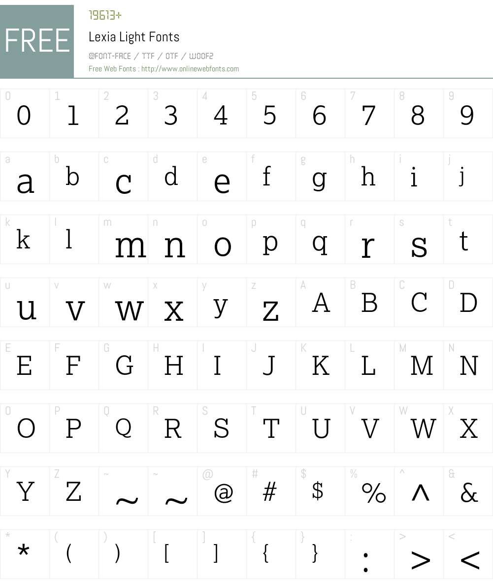 Lexia-Light Font Screenshots