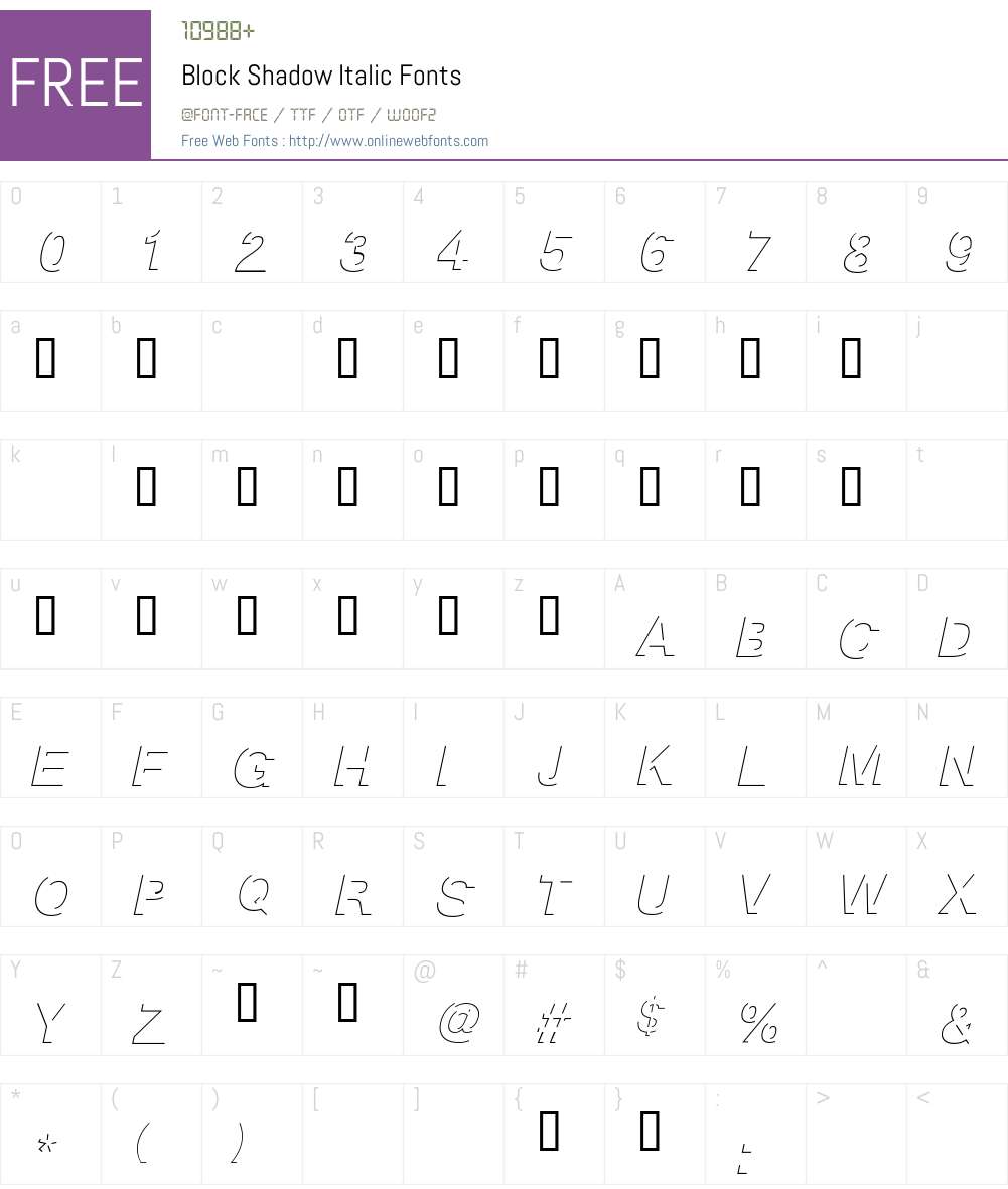 Block Shadow Italic 1.00 2013 Fonts Free Download - OnlineWebFonts.COM
