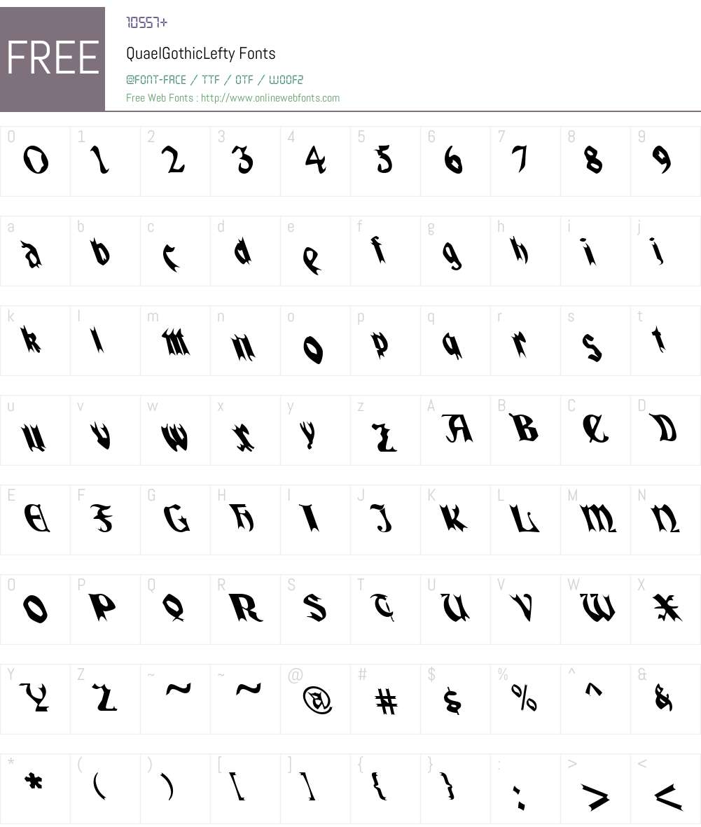 QuaelGothicLefty Font Screenshots