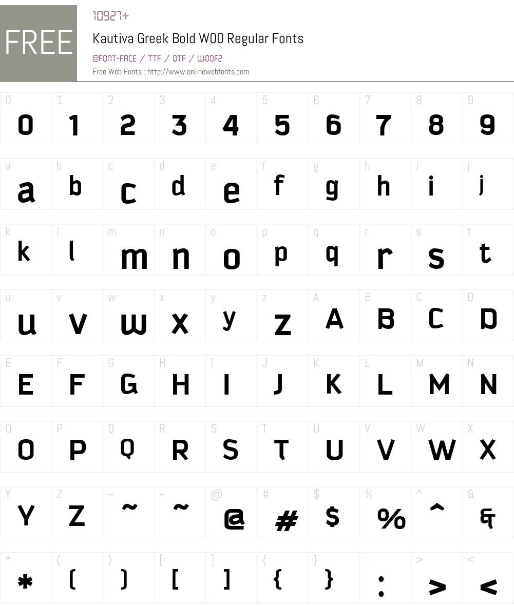 KautivaGreekBoldW00-Rg Font Screenshots