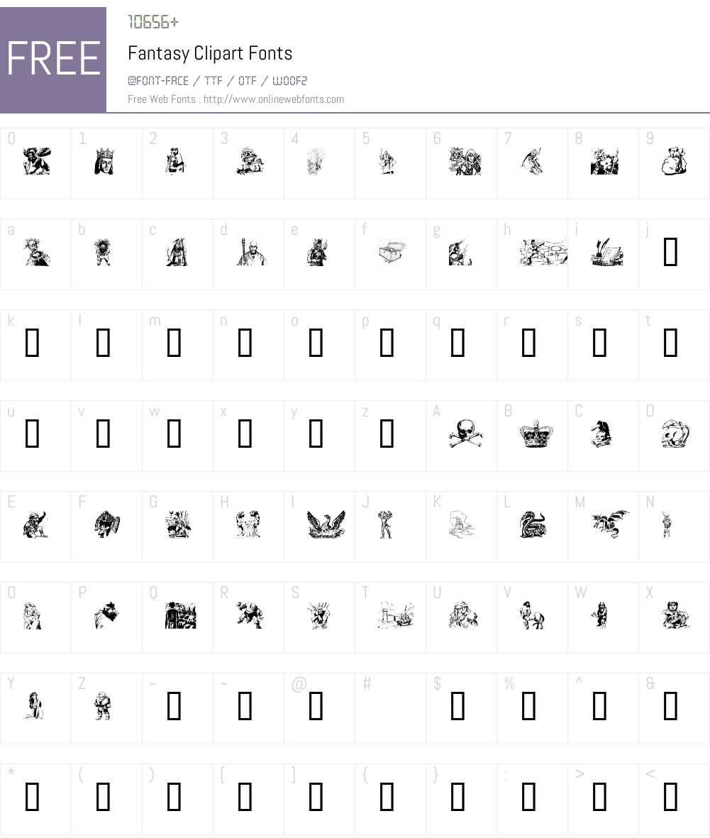 Fantasy Clipart Font Screenshots