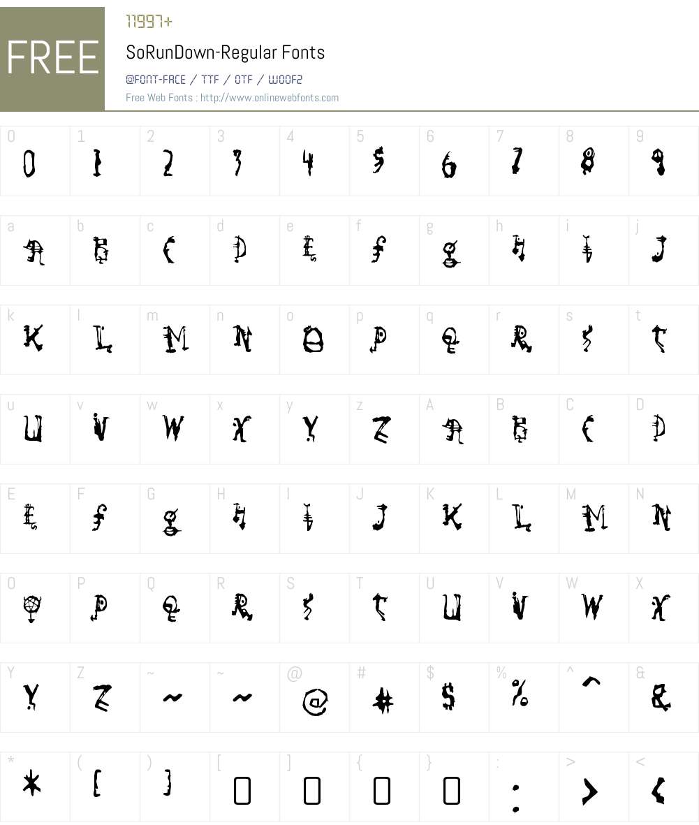 So Run Down Font Screenshots
