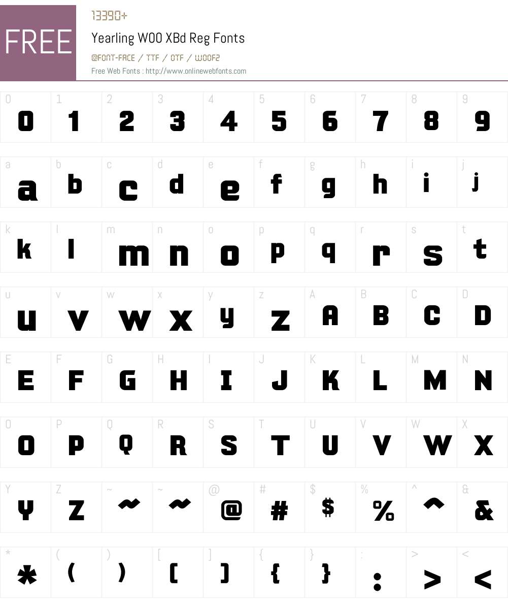 YearlingW00-XBdReg Font Screenshots