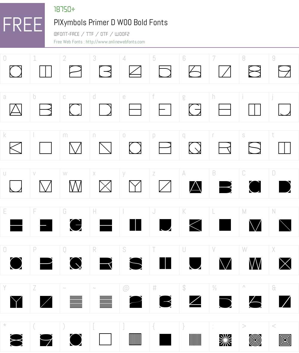 PIXymbolsPrimerDW00-Bold Font Screenshots