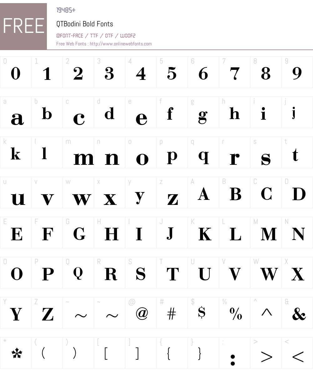 QTBodini Font Screenshots