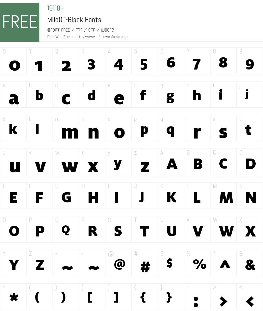 MiloOT-Black Font Screenshots