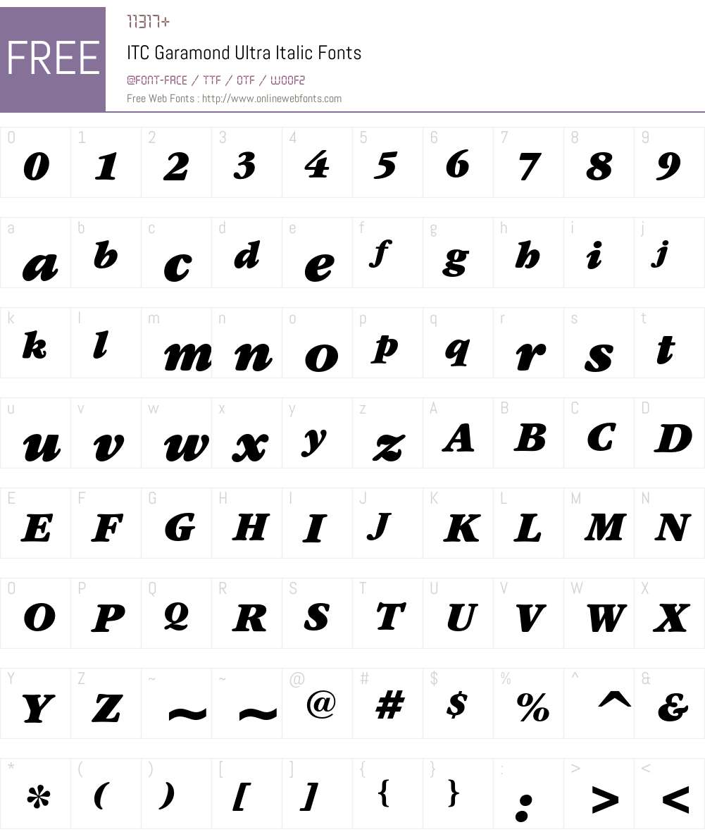 ITC Garamond Font Screenshots