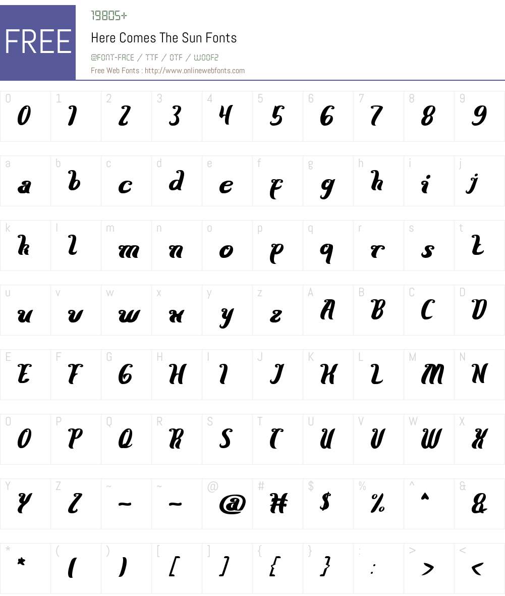Here Comes The Sun Font Screenshots
