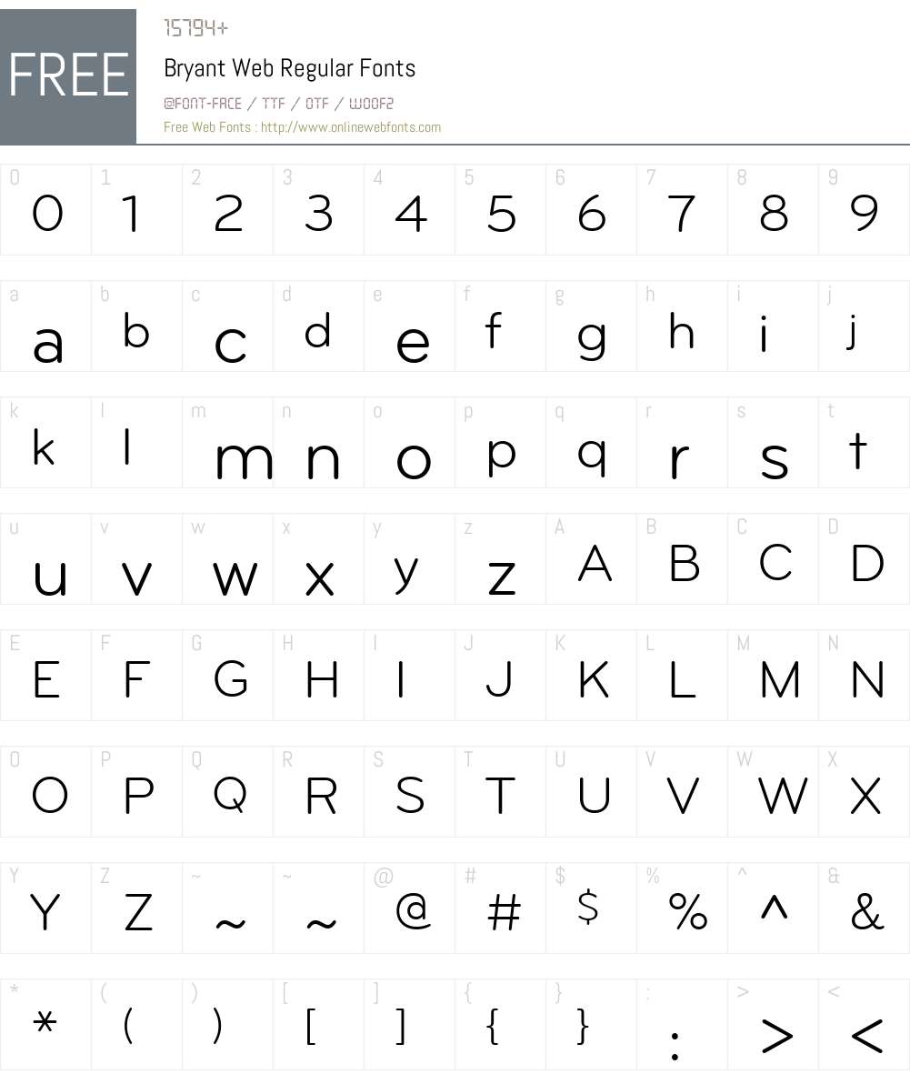Bryant Web Regular Font Screenshots