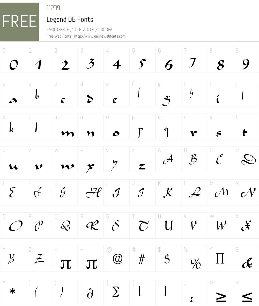 Legend DB Font Screenshots