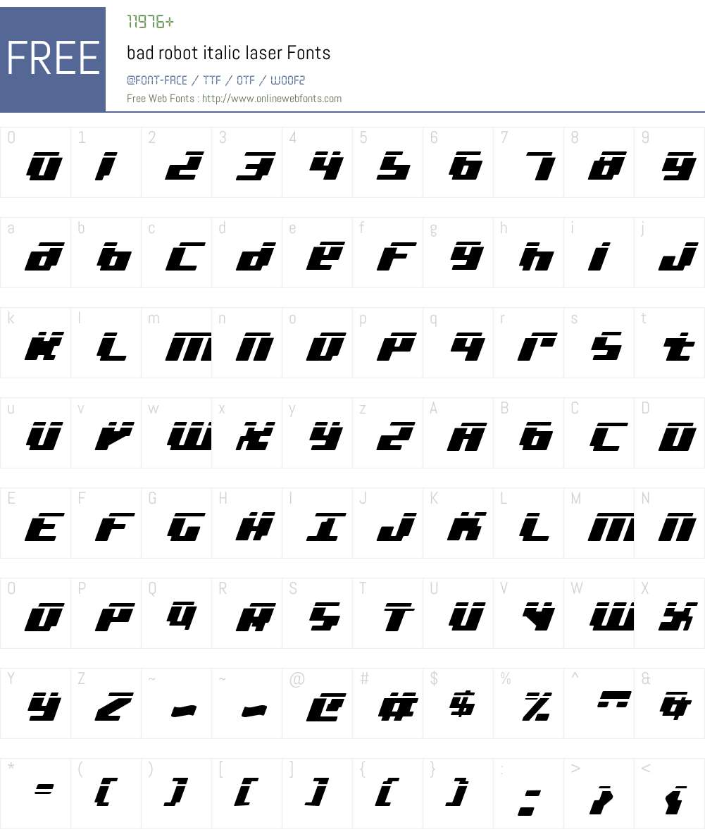 bad robot italic laser Font Screenshots