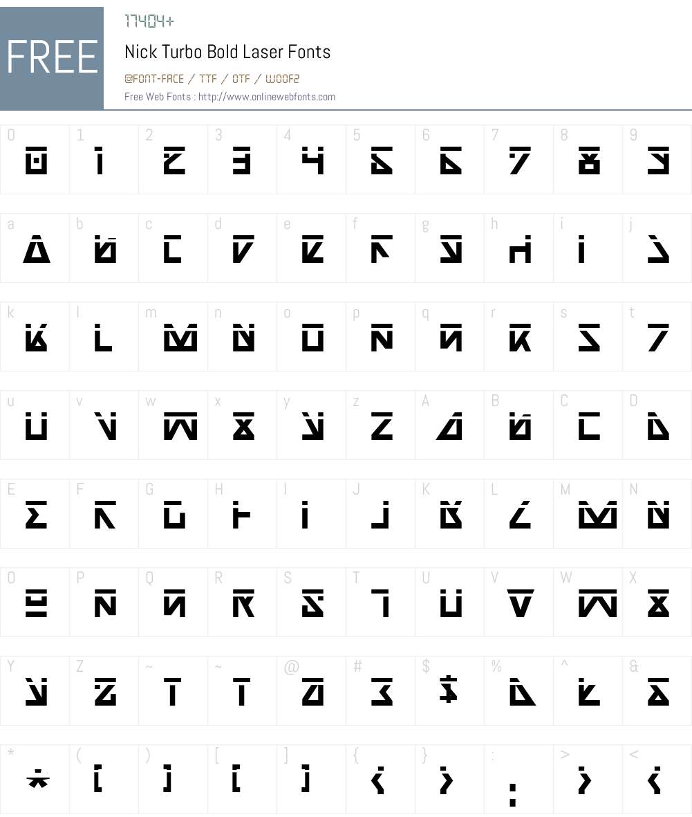Nick Turbo Bold Laser Font Screenshots