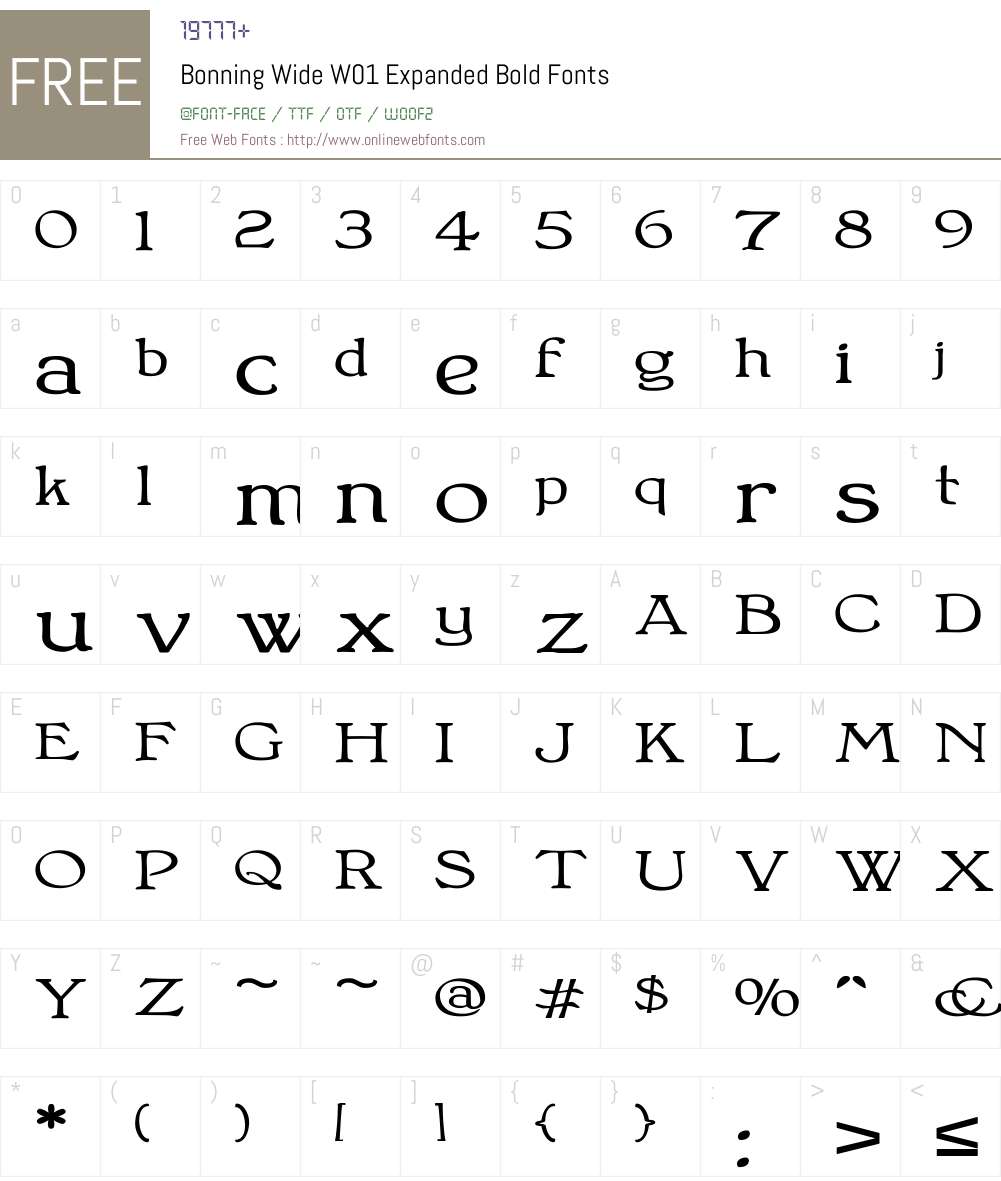 BonningWideW01-ExpandedBold Font Screenshots
