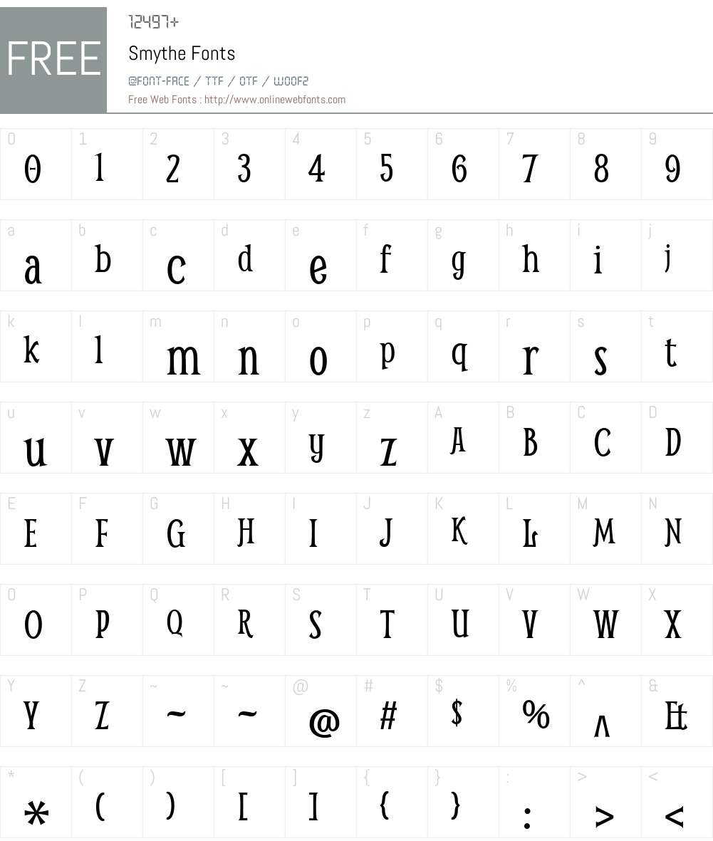 Smythe Font Screenshots