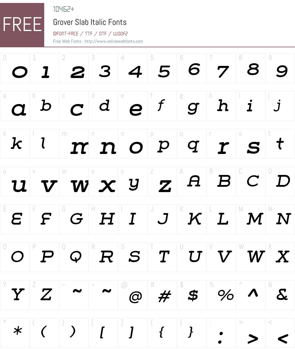 Grover Slab Font Screenshots