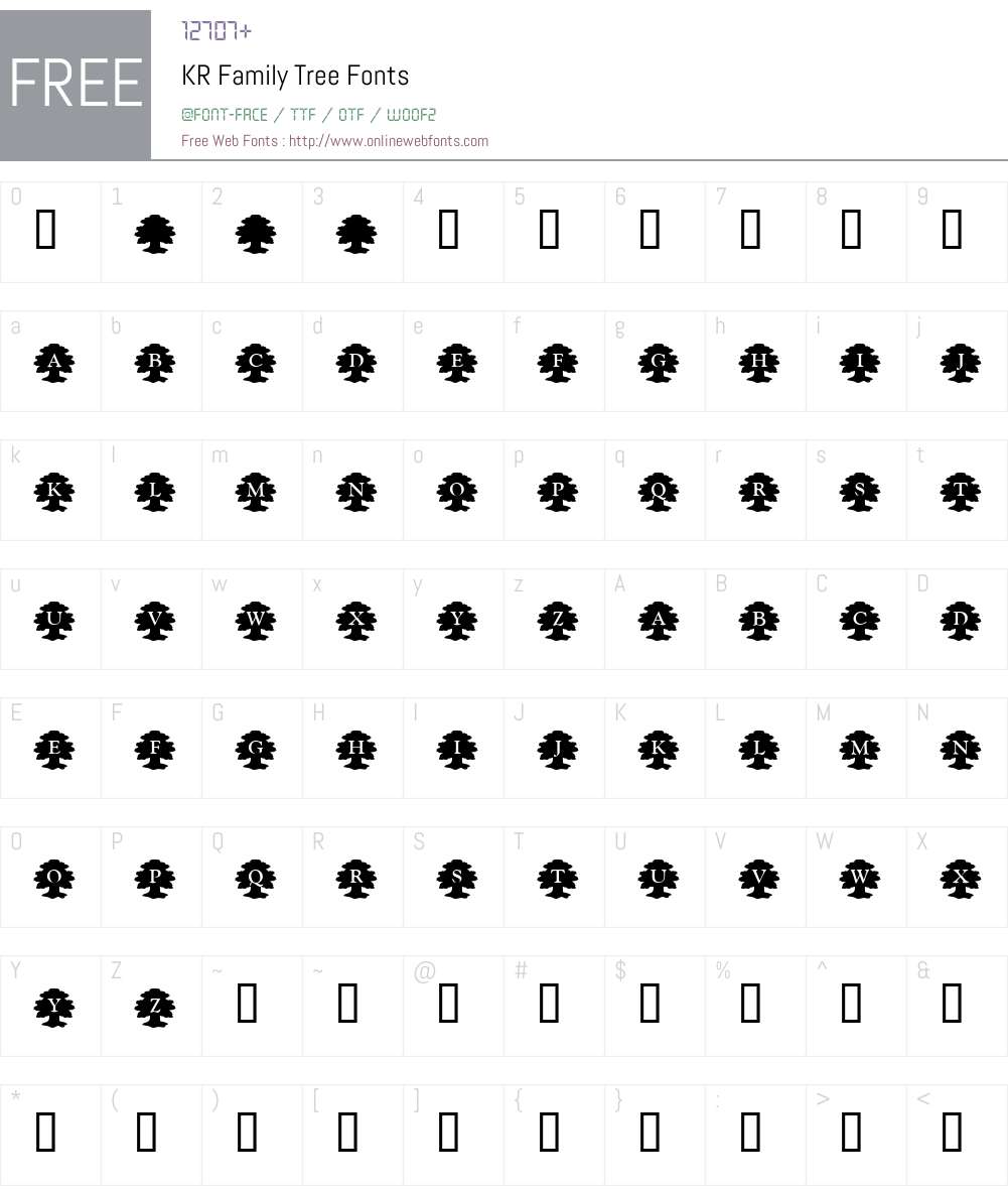 KR Family Tree Font Screenshots
