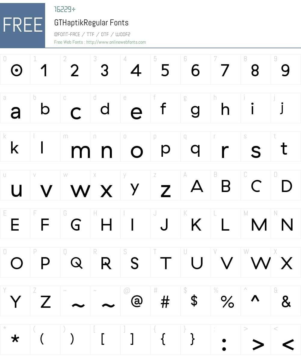 GTHaptikRegular Font Screenshots