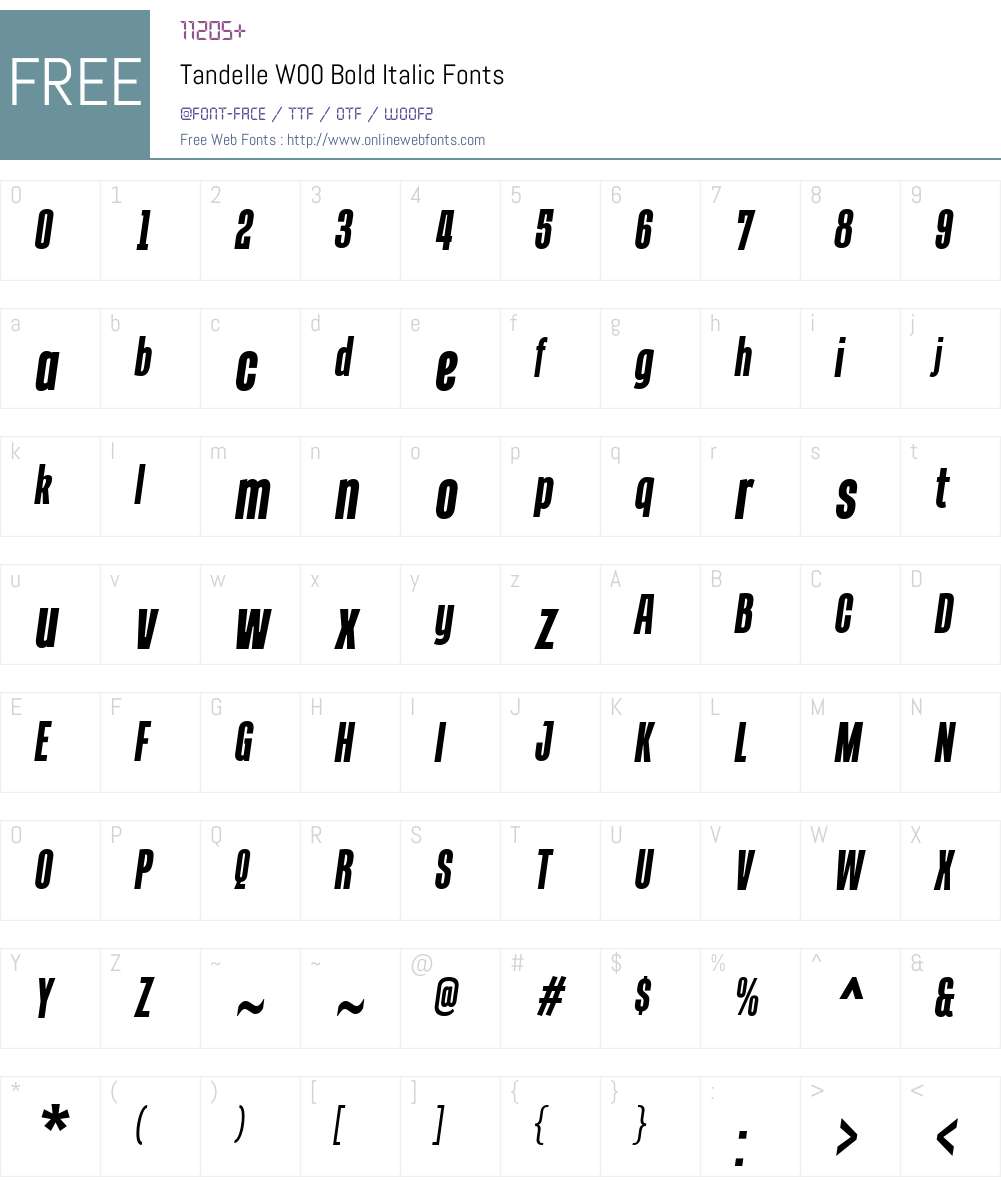 TandelleW00-BoldItalic Font Screenshots
