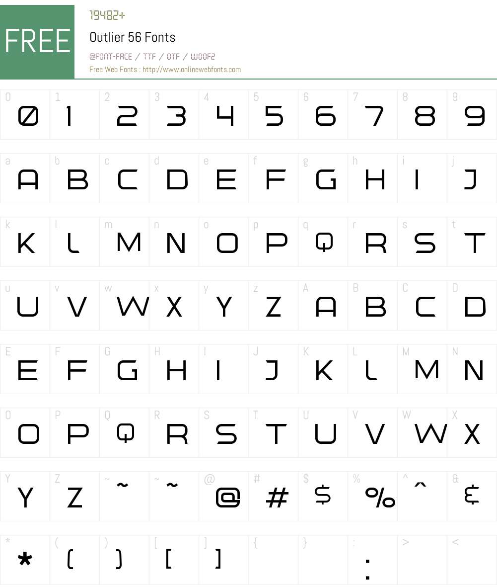 Outlier 56 Font Screenshots