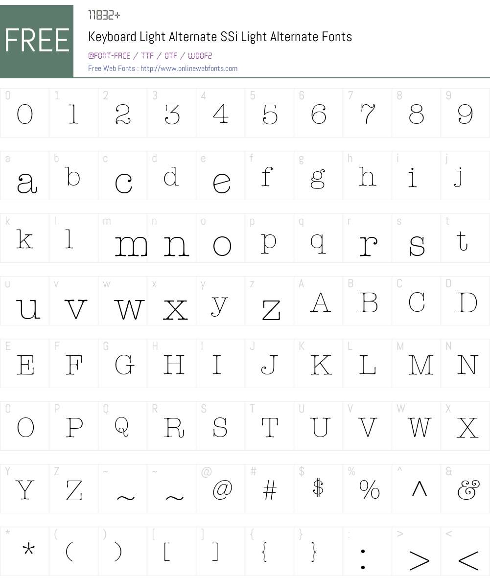 Keyboard Light Alternate SSi Font Screenshots