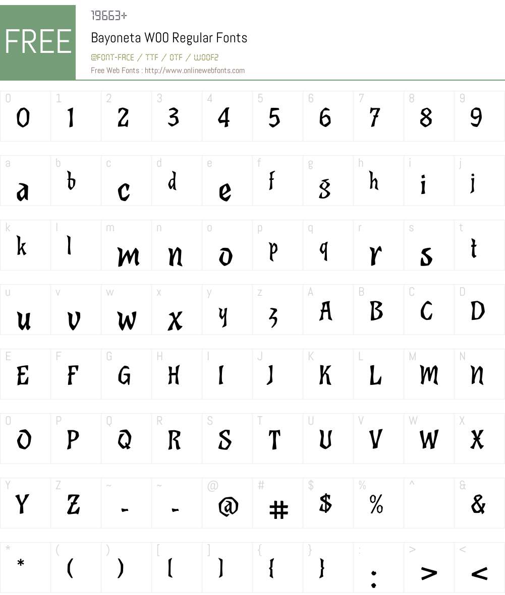 BayonetaW00-Regular Font Screenshots