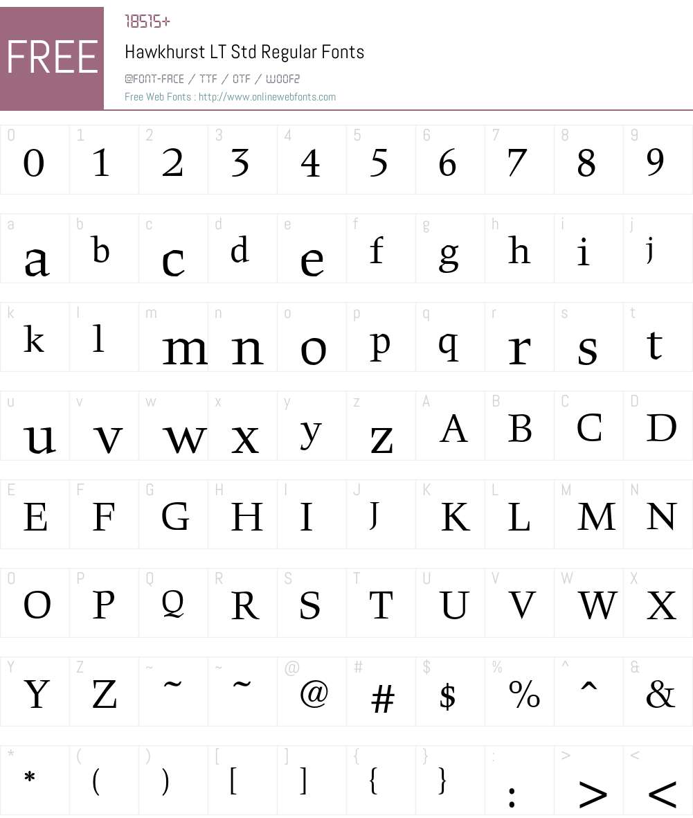 Hawkhurst LT Std Regular Font Screenshots