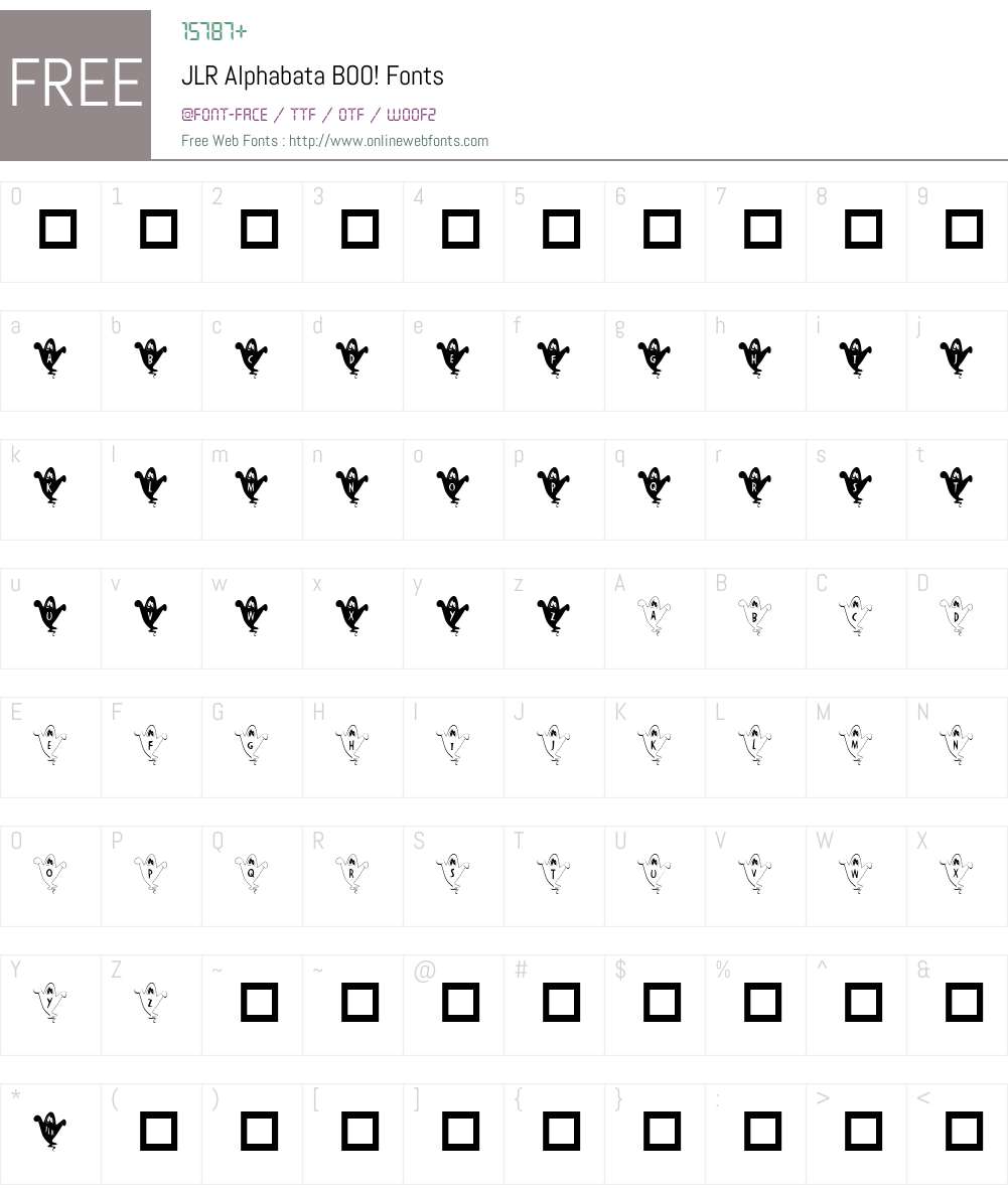JLR Alphabata BOO! Font Screenshots