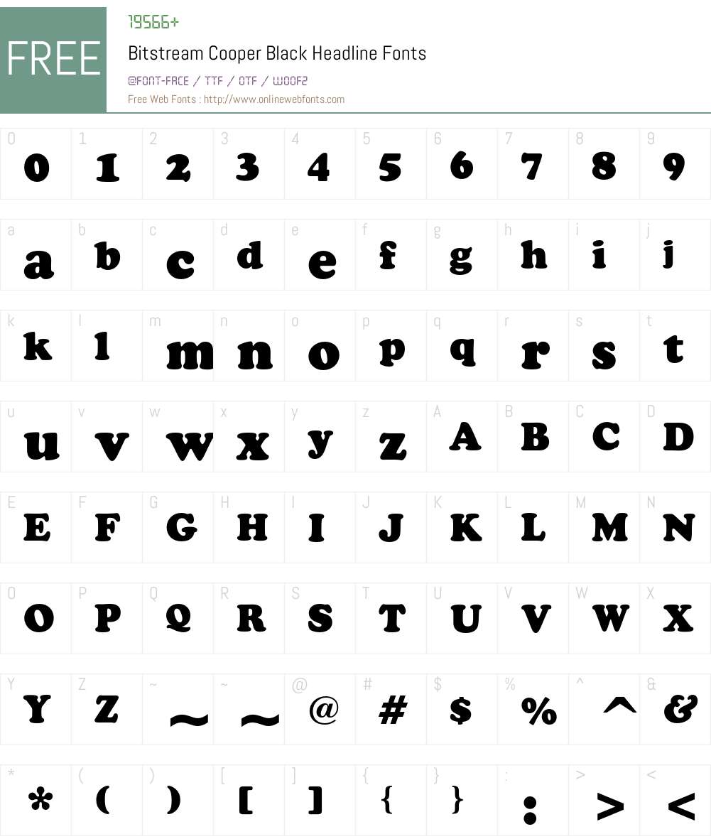 Bitstream Cooper Font Screenshots
