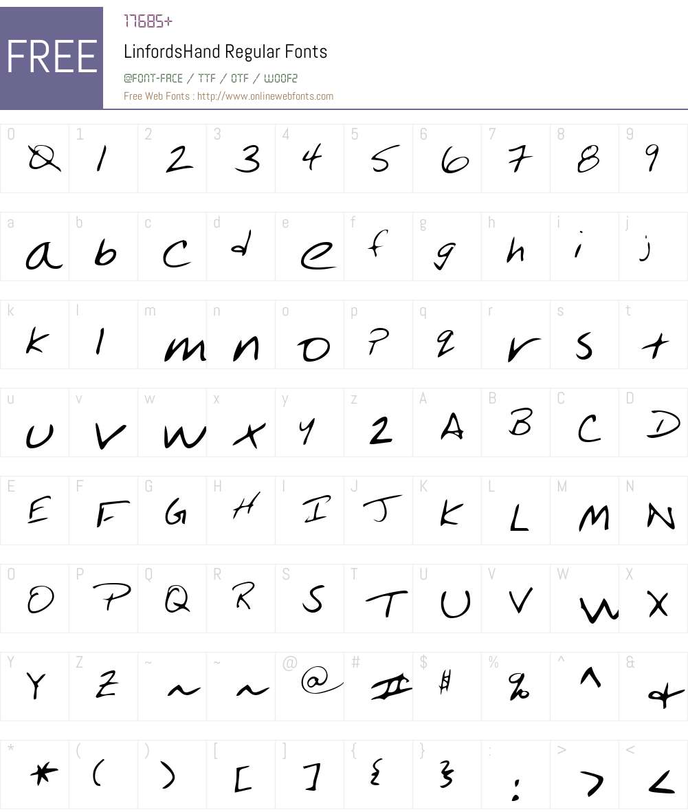 LinfordsHand Font Screenshots