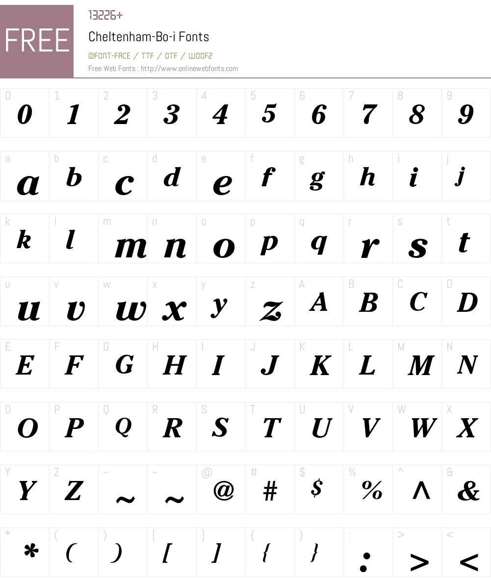 Cheltenham-Bo-i Font Screenshots