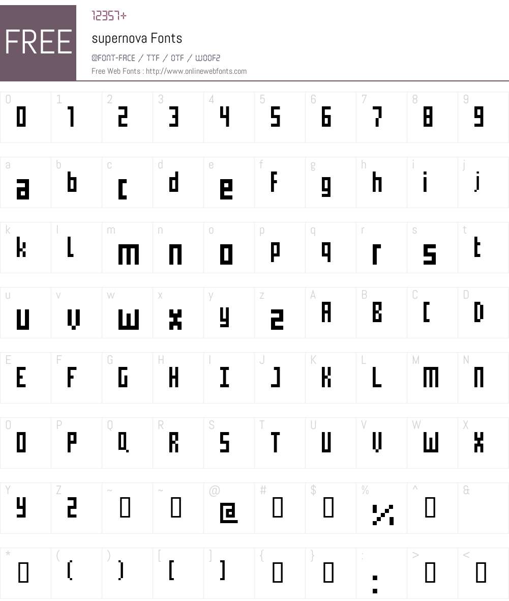 supernova Font Screenshots
