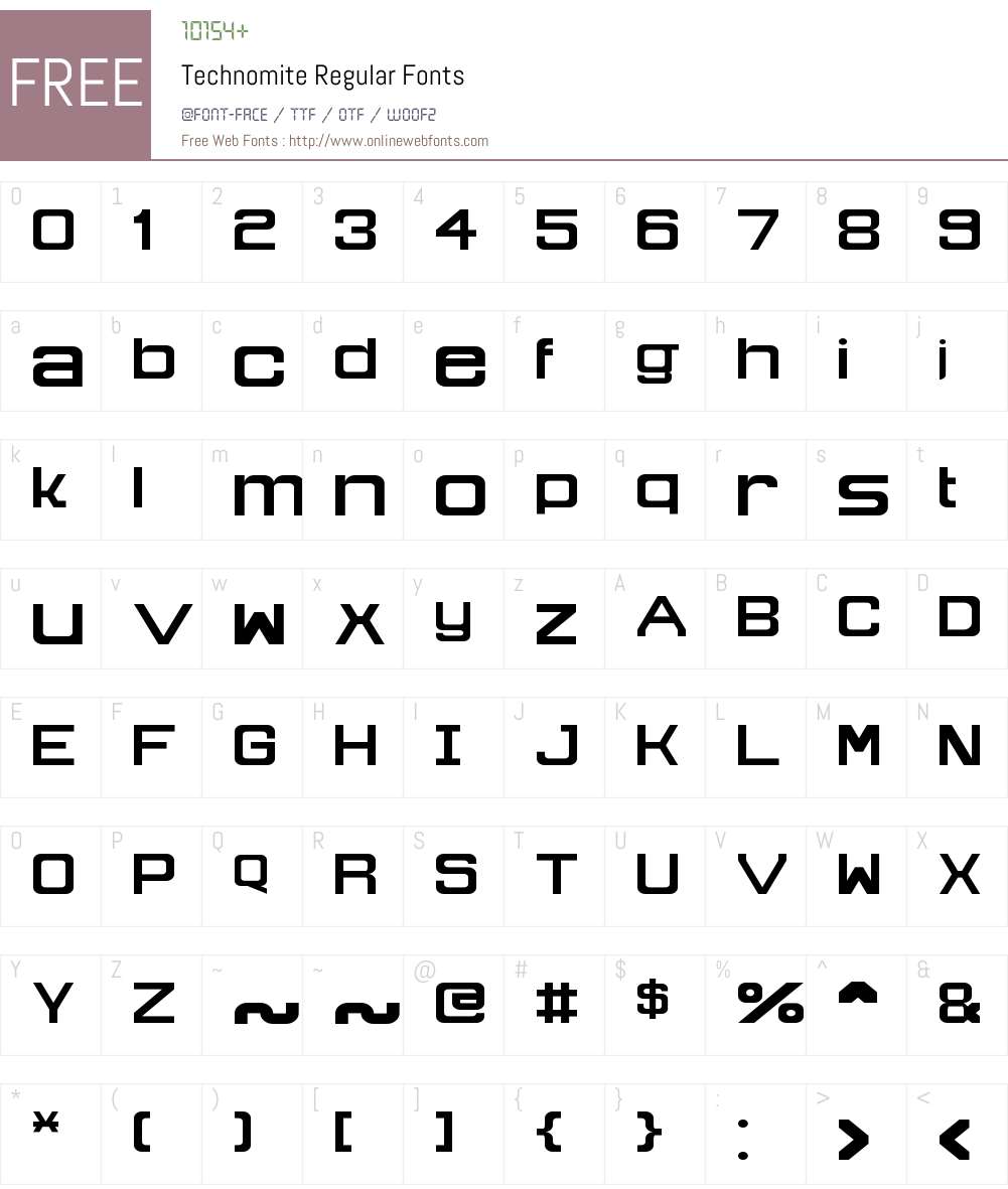 Technomite Font Screenshots