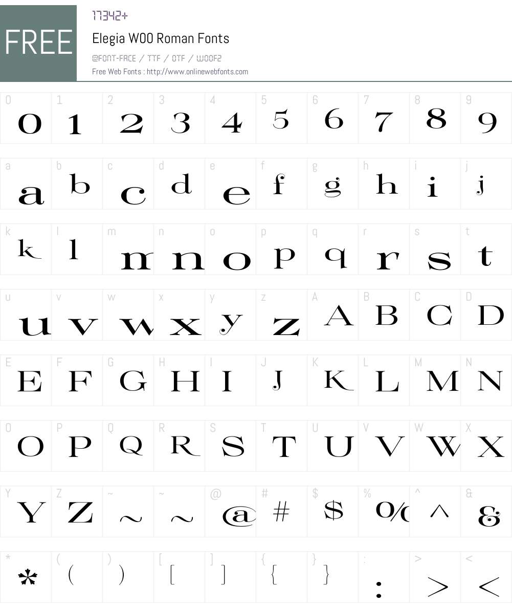 ElegiaW00-Roman Font Screenshots