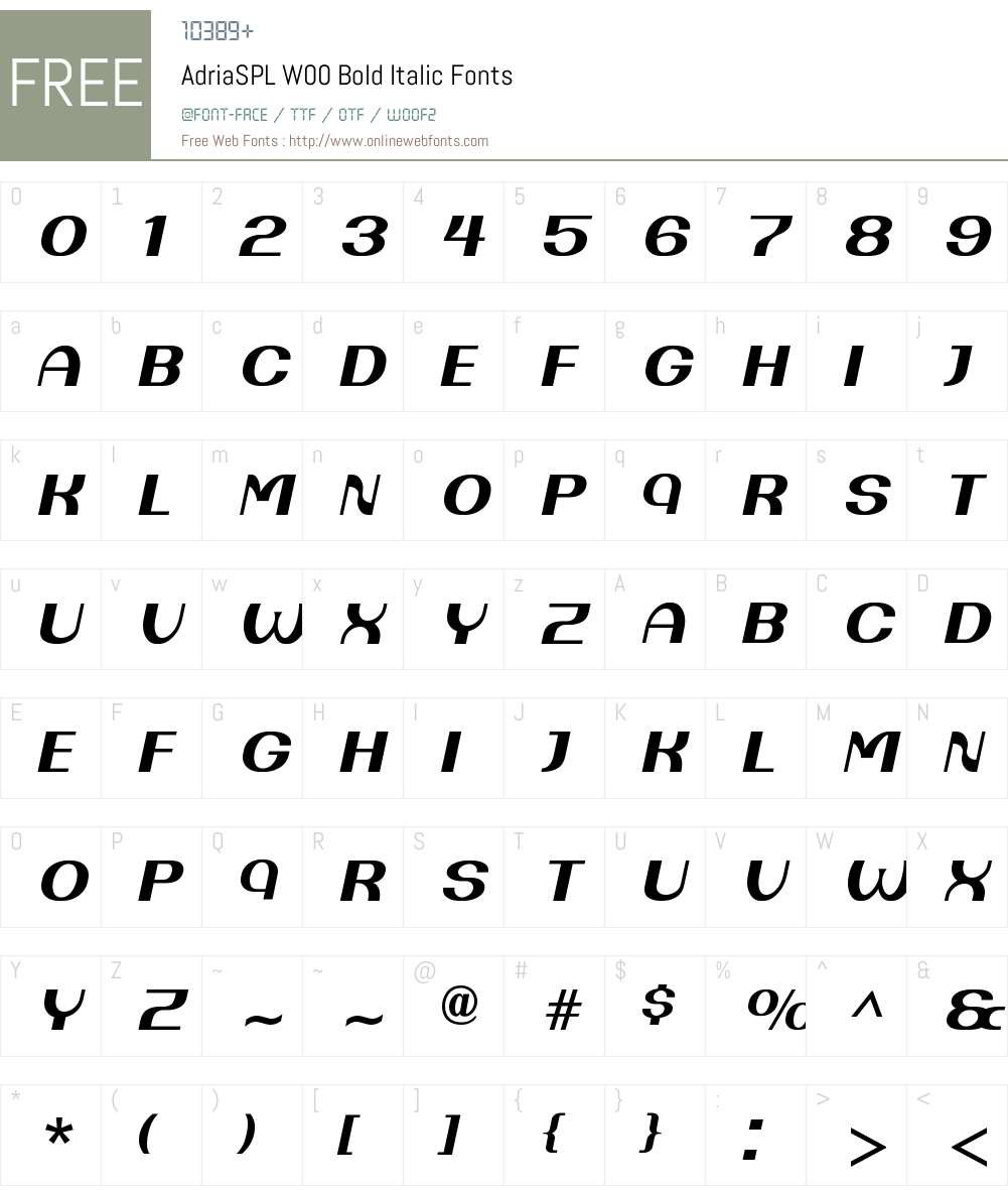 AdriaSPLW00-BoldItalic Font Screenshots