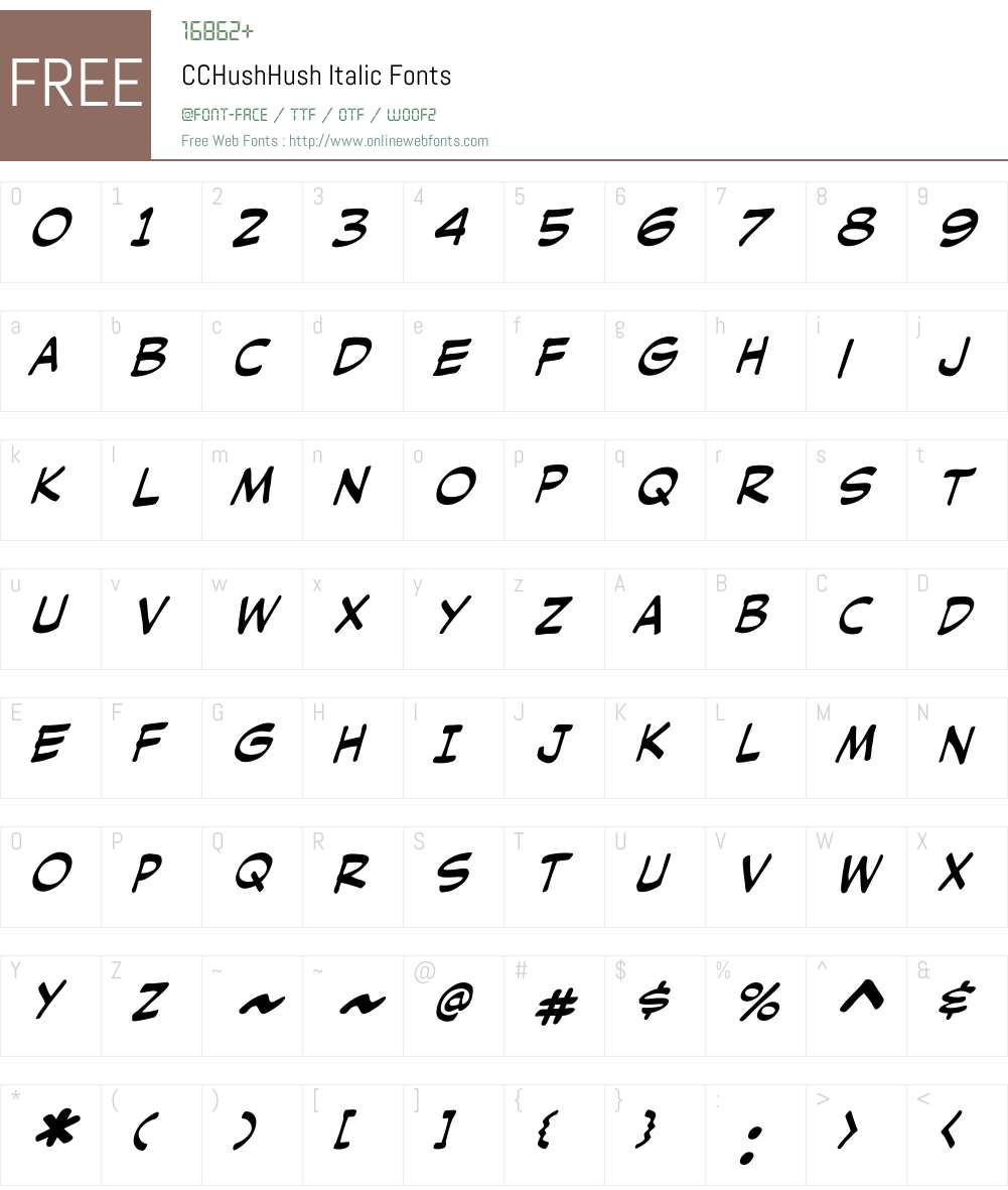 CCHushHush-Italic Font Screenshots
