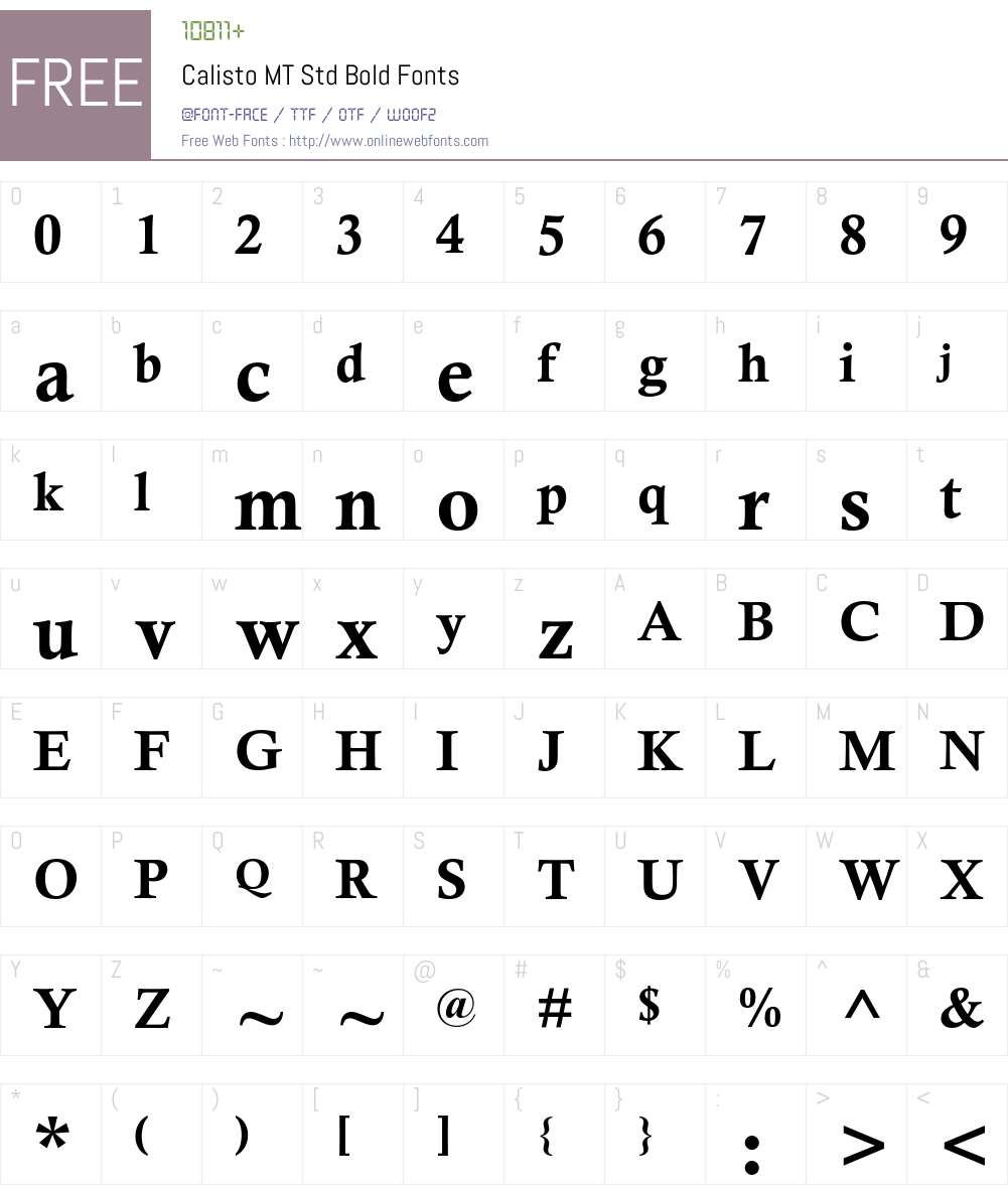 Calisto MT Std Font Screenshots