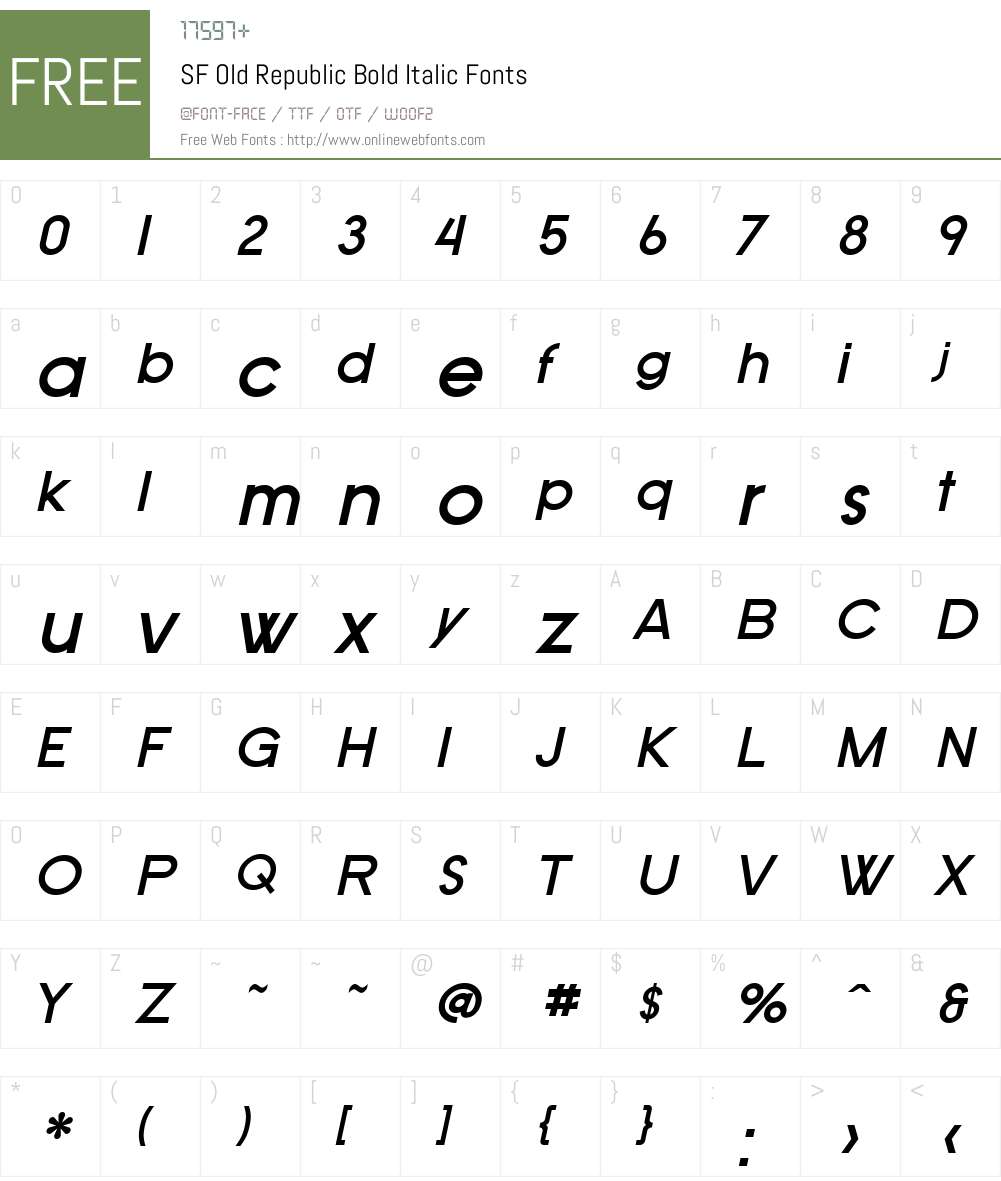 SF Old Republic Font Screenshots