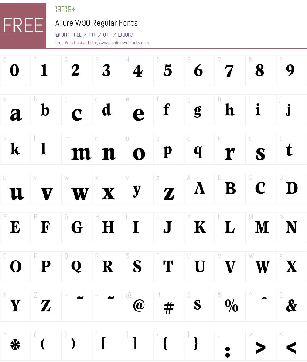 AllureW90-Regular Font Screenshots