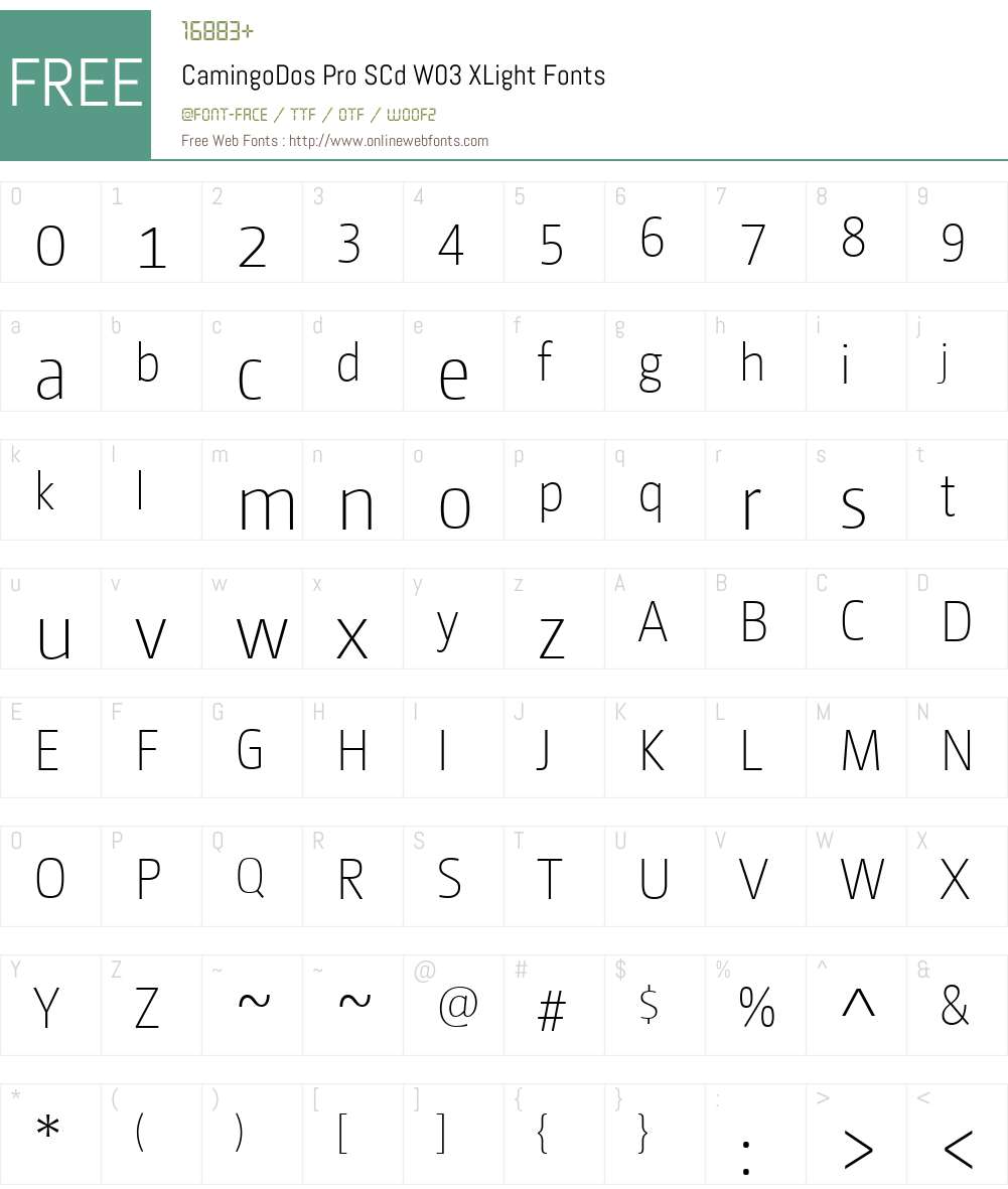 CamingoDosProSCdW03-XLight Font Screenshots