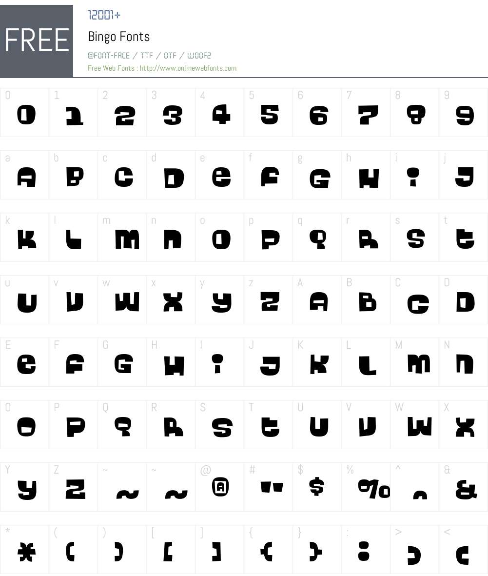 Bingo Font Screenshots