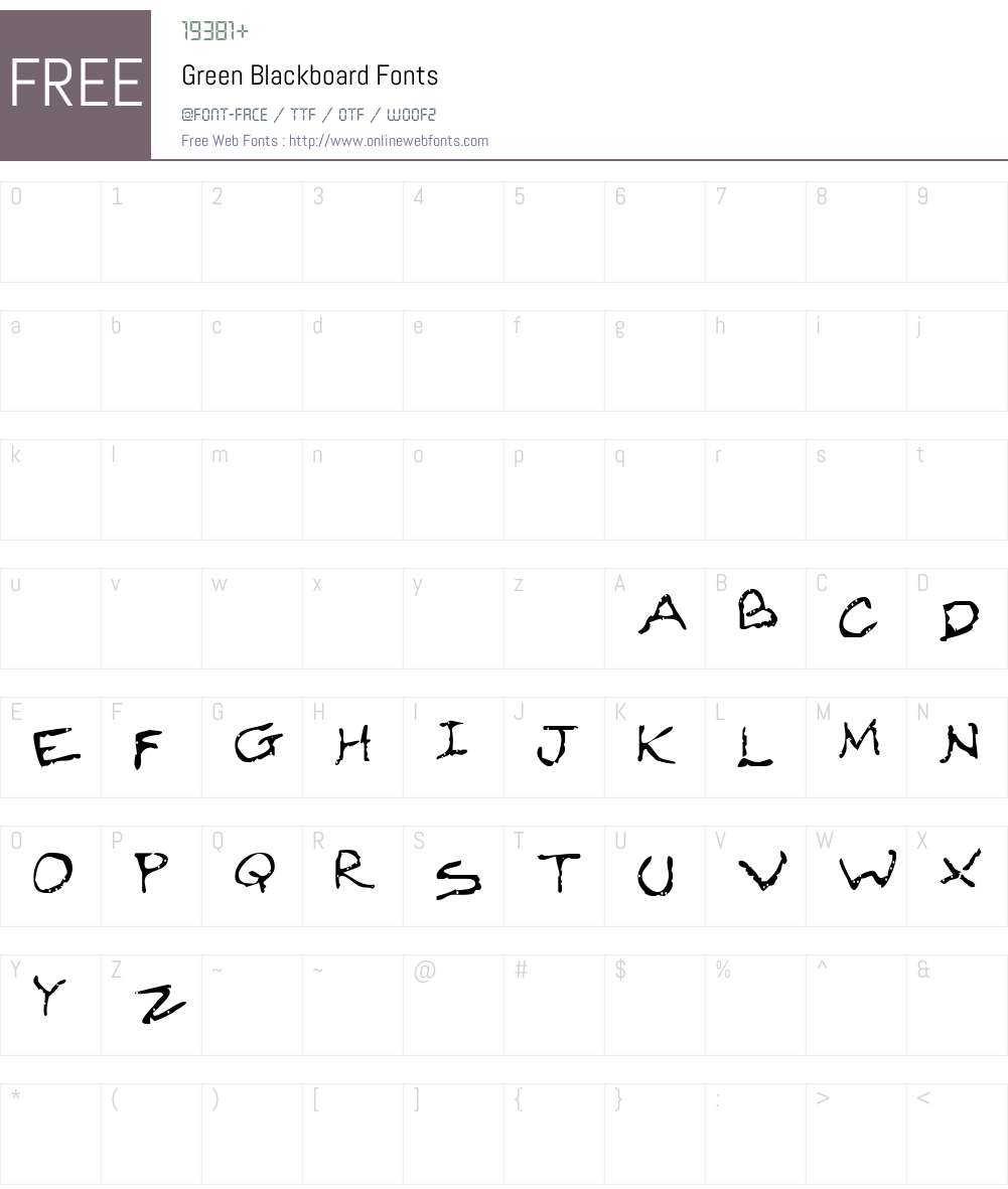 Green Blackboard Font Screenshots