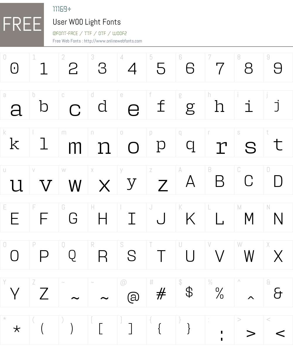 UserW00-Light Font Screenshots