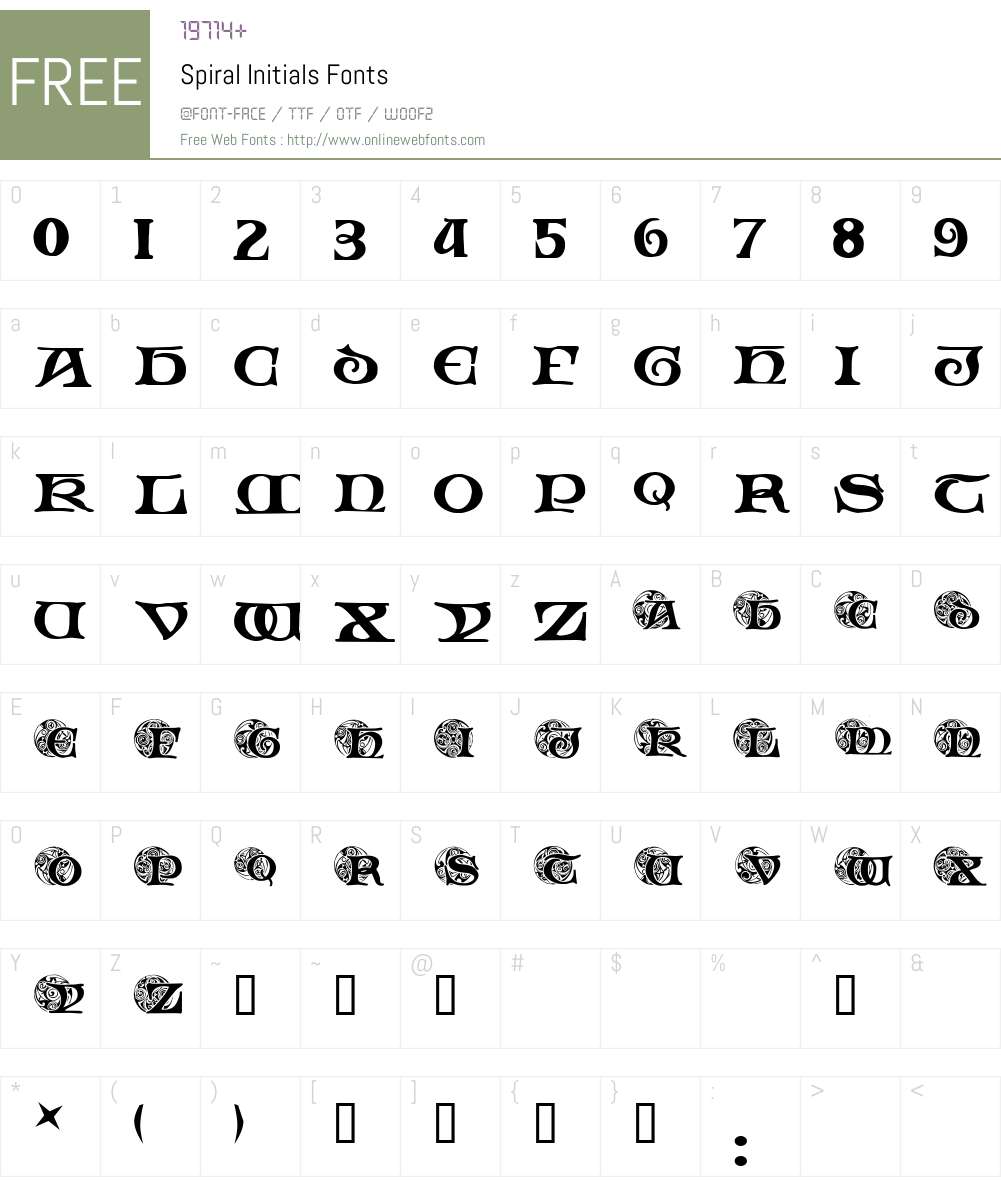 Spiral Initials Font Screenshots