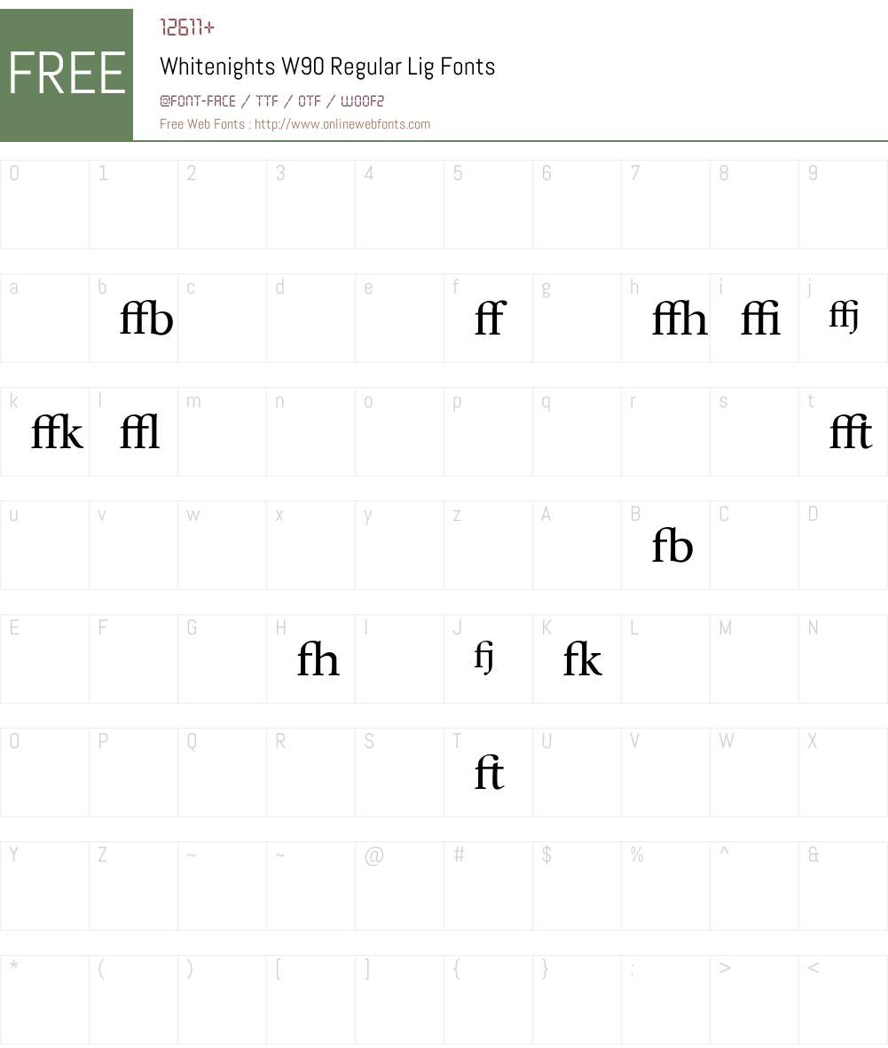 WhitenightsW90-RegularLig Font Screenshots
