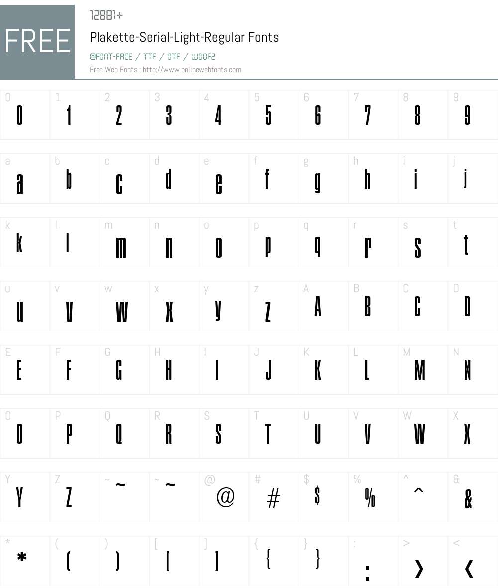 Plakette-Serial-Light Font Screenshots
