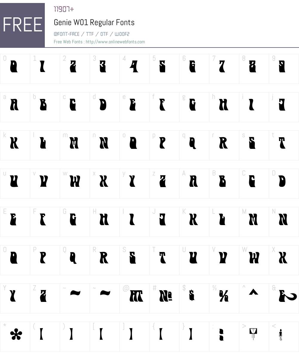 GenieW01-Regular Font Screenshots