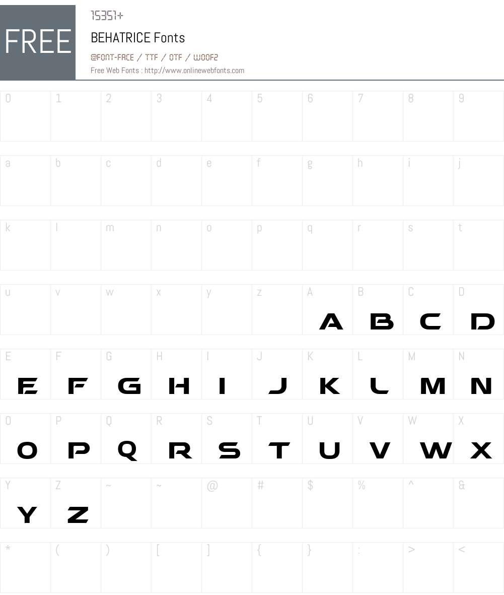 BEHATRICE Font Screenshots