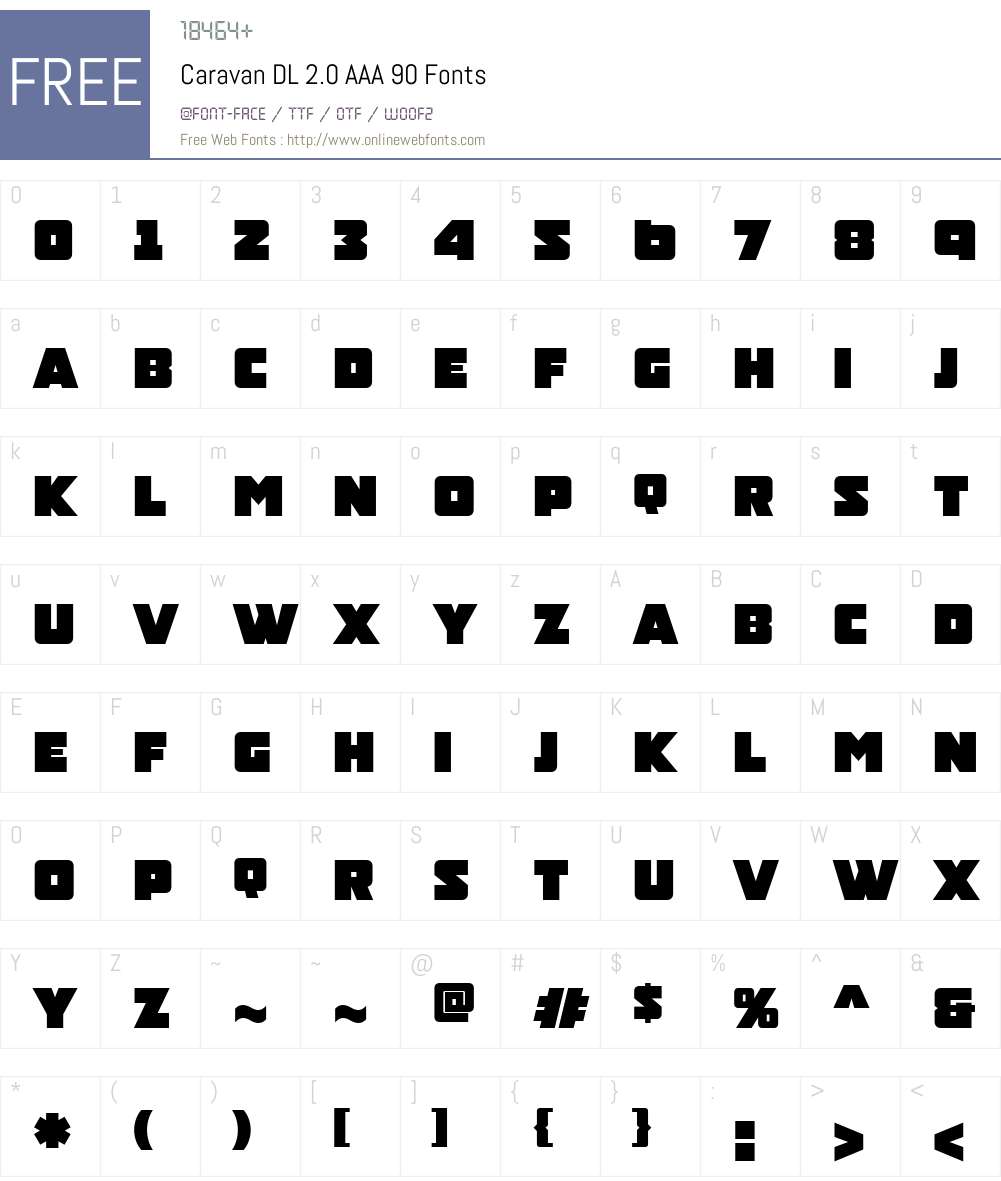 Caravan DL 2.0 AAA 90 Font Screenshots